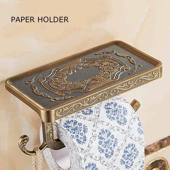 Badkamer Papier Houder Met Telefoon Shelve Antieke Afwerking Toilet Roll Paper Rack kxp044