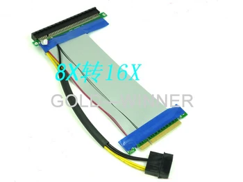 100 STKS --- Gloednieuwe PCI-e express 8X to16X Riser Extender Card met molex power + lint kabel