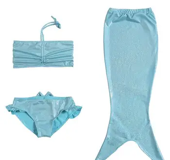 Kinderen Zomer Strand Badmode Driedelige Bikini Set Hoog-elastische Mermaid Badpak