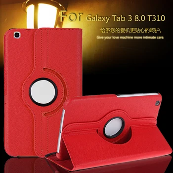 Voor case samsung galaxy tab 3 8.0 t311, t310, t315 smart stand tablet pu lederen case cover 360 roterende + film
