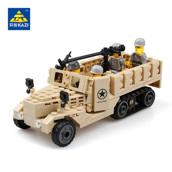Kazi 2017 nieuwe 82003 205 stks eeuw militaire usa m2 half track amerikaanse airborne troepen minis building toy model kerst gift