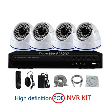Populaire type POE IP Camera 4CH 960 P 1.3MP NVR Kit indoor plastic dome
