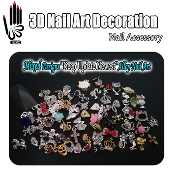 Nail Decortaion 10 stks/partij 3D Gemengde Ontwerpen Houden Update Nieuwste Glitter Strass Legering Nail Art Decoratie voor Nagel Sieraden