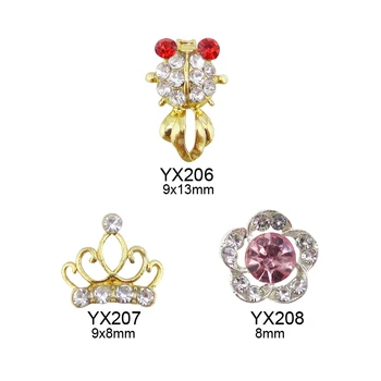 10 stks Goud vis glitter kroon steentjes legering 3d nail charm bloem nail decoraties YX206