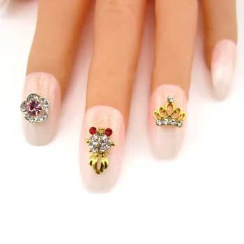 10 stks Goud vis glitter kroon steentjes legering 3d nail charm bloem nail decoraties YX206
