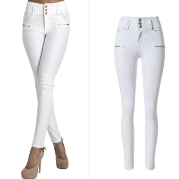 Merknaam Designer Goedkope Vrouwen Jeans Slim Fit Witte Jeans hoge Taille Vrouwen Rits Jeans Vrouwelijke Branding Kleding Top Koop S2380