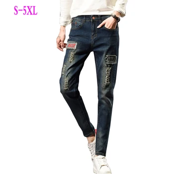 Vrouwen Extra grote size Winter jeans 2016 nieuwe Toevallige denim broek hoge kwaliteit mode Grote size dames vrouwen Katoen jeans