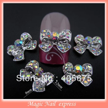 10 stuks nail art glitter strass strik legering bogen 3d nail art decoratie nail sieraden charmes accessoires benodigdheden mns43