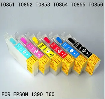 6 kleur 85N T0851N-T0856N Hervulbare inktcartridge voor EPSON 1390 T60 A3 printer Auto reset chip