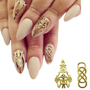 10 stks Legering nail art gold 3d nagels decoraties komen Mooie charms decoraties nagels YX130