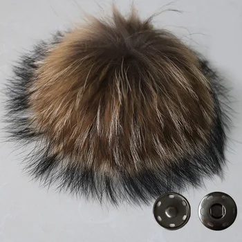 Gratis Verzending 15-16 cm echte wasbeer haarbal sleutelhanger bontmuts winter hoeden pom pom voor schoenen bont cap accessoires