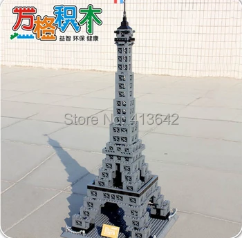 Gratis Verzending Wange 8015 3D DIY 978 STKS grote Bakstenen blokken bouwstenen sets educatief blok speelgoed DE EIFFELTOREN VAN PARIJS