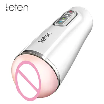 Leten 4D Vagina Speeltjes voor Mannen Echte Kut Elektrische Gasbag Kunstkut Intelligente Voice Sterke Vibrator Sex Product