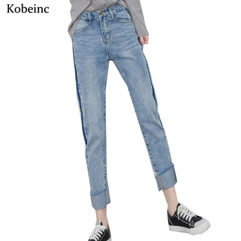 Ontwerp Enkellange Denim Broek Hoge Wiast Jeans voor Vrouwen Plus Size Vintage Vaqueros 2017 Lente met Zakken Pantalones S ~ XL