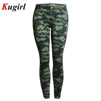 Nieuwe Fall Ultra Stretch Skinny Jeans Vrouwen Militaire Camouflage Broek Uniform Capri Broek Voeten Potlood Denim Jeans Broek