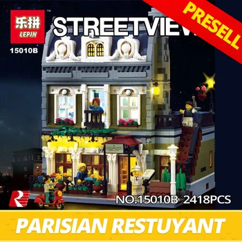 Lepin Bouwstenen Straat 15010B 10th Anniversary De Parijse Restaurant Set met Licht Versie Bouwstenen Speelgoed 10243