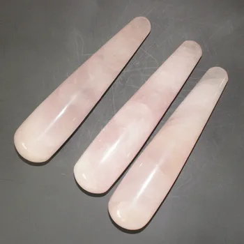 1 stuk natuurlijke handgemaakte 7 inch Natuurlijke roze quartz Volwassen Yoni Wands Genoegen Wands Body Massager voor Kegel Oefening