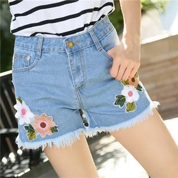 Zomer Vrouwen Mode Embrodiery Shorts Jeans Casual Losse Gescheurde Broek Jeans