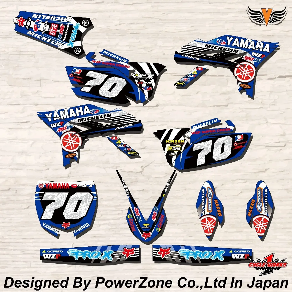 WR YZ YZF 125 250 400 450 Team Grafische Achtergronden Decals Stickers Y70 Motor cross Motorfiets Crossmotor MX Racing onderdelen