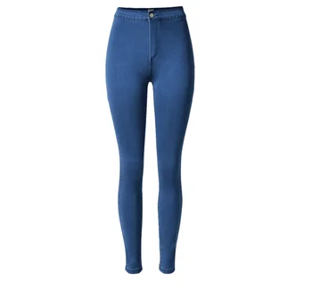 Denim Jeans Womens Hot Hoge Taille Slim Fit Skinny Vrouwen potlood Fashion Nieuwe Elastische Plain Kleur Plus Size Casual Jeans