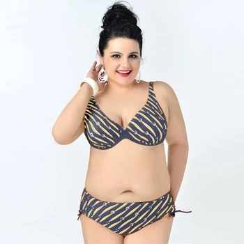 Gewatteerde plus size bikini vrouwen badmode badpak grote maat badpak zwemmen strand merk maillot femme