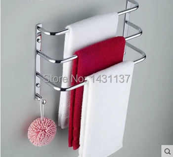 Hoge kwaliteit messing materiaal drie layer verchromen muurbevestiging handdoekenrek badkamer accessoires