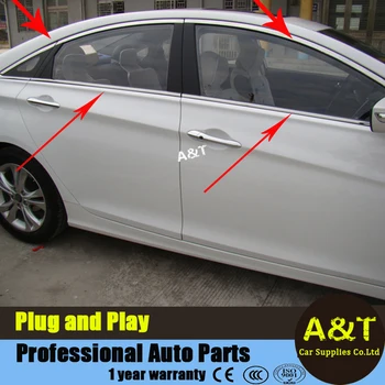 DXA & T auto styling voor Sonata 8th hoge kwaliteit rvs volledige window cover decoratie strip fit voor 2011-model