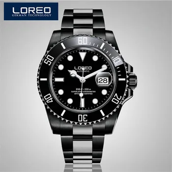 Loreo mechanische horloge mannen mode retro lichtgevende waterdichte volledige staal skelet automatische mechanische horloge reloj hombre ab2116