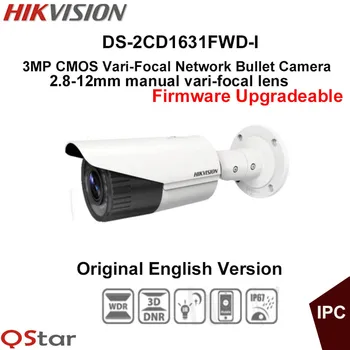 Hikvision Originele Engels CCTV Camera DS-2CD1631FWD-I 2.8-12mm Handmatige lens 3MP Varifocale Kogel outdoor IP Camera POE IP67