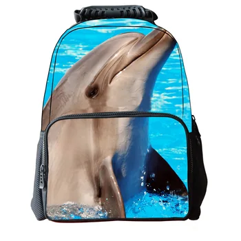Nieuwe 16 inch Waterdichte Dier Dolfijn Afdrukken Rugzak Grote Capaciteit Schooltassen Voor Tieners mannen Zakken Kinderen Rugzakken