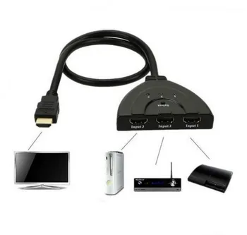 HDMI HUB 3 Poorten 1080 P 3D HDMI AUTO Switch Switcher Splitter met Kabel voor PC TV HDTV DVD PS3 Projector Xbox 360 kabel