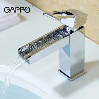 GAPPO Messing Solid Wastafel Kraan Vierkante Ontwerp Enkel Handvat Koud en Warm Water Mixer G1040