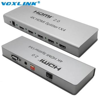 VOXLINK Full HD HDMI Splitter 1X4 4 Port Hub Repeater HDMI2.0 3D 1080 P 4 K X 2 K Ondersteuning IR Extension HDCP 2.2 EDID RS232