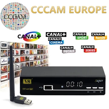 1 Jaar Europa Cccam Server HD freesat V8 Super DVB-S2 Satelliet ontvanger Volledige 1080 P Italië Spanje Arabisch Cccam Cline + 1 ST USB Wifi