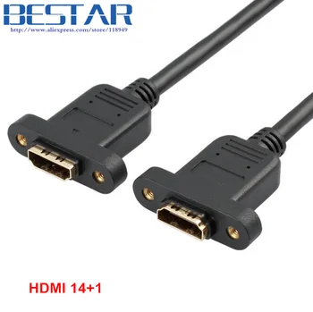 1.4 V HDMI Een Type Fmale naar Vrouwelijke HDMI Verlengsnoer Schroef gaten Lock Panel Mount Kabel met schroeven 1ft 3ft 30 cm 100 cm 1 m