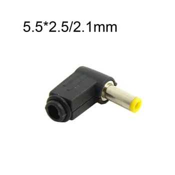 10 stks 90 Graden Haaks DC Power Man Plug Connector 5.5mm x 2.5mm & 2.1mm Adapter solderen Type