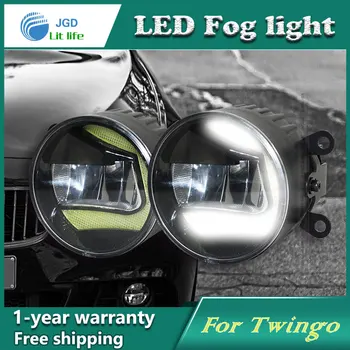 Super Wit Led-dagrijverlichting case Voor Renault Twingo Drl Lichtbalk Parking Auto Mistlampen 12 V DC Head Lamp