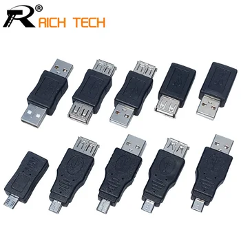 10 STKS Volledige Set USB connector man-vrouw Micro OTG mini otg adapter verkoopt in bulk rijke tech micro usb connector