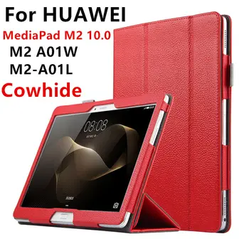 Case koeienhuid voor huawei mediapad m2 10.0 echt beschermende smart cover lederen tablet voor huawei mediapad m2-a01l/w protector