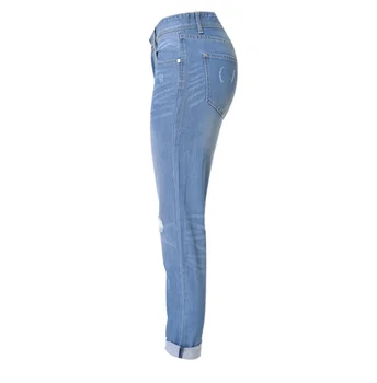 Gat Casual Jeans Broek Kleding Voor Vrouwen Europese Mode Wilde Blauw Skinny Stretch Denim Broek Dames Plus Size Snel Schip