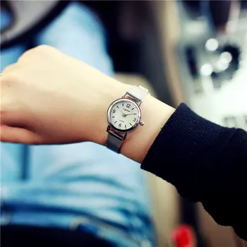 Luxe Zilver Staal Kleine Dunne Armband Dress Horloge Horloge Uur voor Vrouwen Dames Twee Stijlen OP001