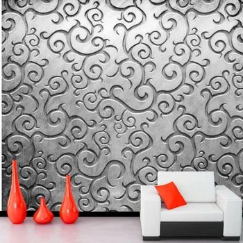 Custom metalen patroon behang, restaurant bar woonkamer sofa TV slaapkamer behang voor muren 3 d reliëf behang