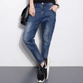Boyfriend Jeans Vrouwen 2016 Casual Mid Losse Vintage Denim Harembroek Baggy Jeans Plus Size Vrouw Jeans M034