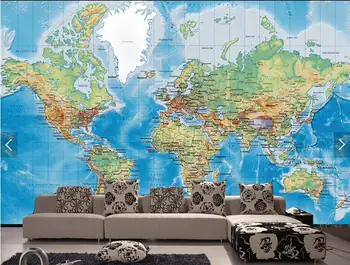 Aanpassen 3d gedetailleerde wereldkaart behang mural behang slaapkamer televisie bank kinderkamer achtergrond muur behang