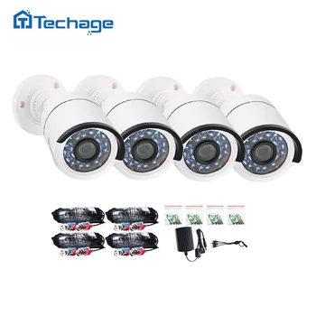 Techage 4 stks 720 p hd beveiliging ahd analoge camera abs ir nachtzicht + Voeding Adapter + BNC Splitter Kabel voor CCTV DVR NVR