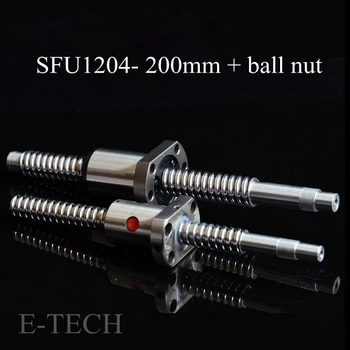 2 stks/partij! 12mm Dia Ball schroef SFU1204 set: ballscrew SFU1204 L200mm + SFU1204 Kogelmoer Zonder Einde Bewerkt
