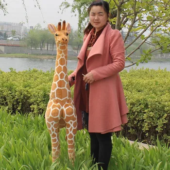 Grote pluche staande giraffe speelgoed creatieve simulatie giraffe pop gift over 140 cm