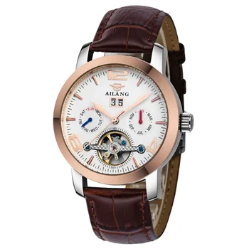 Reloj Hombre Mens Automatische Mechanische Horloge Fashion Business Mannen Horloges Luxe Lederen Mannelijke Klok Dubbele Kalender Horloges