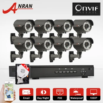 Anran 8ch cctv-systeem 3 tb hdd onvif 1080 p hd h.264 PTZ Varifocale 2.8mm-12mm IR IP Camera POE Security Surveillance NVR systeem