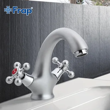 Frap Matte oppervlak Wastafel kraan Dual Handvat Vessel Sink Mengkraan Warm en koud scheiding schakelaar F1019-1